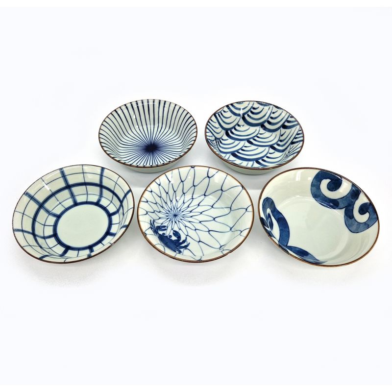 Set di 5 ciotole da tè in ceramica giapponese - SOMETSUKE