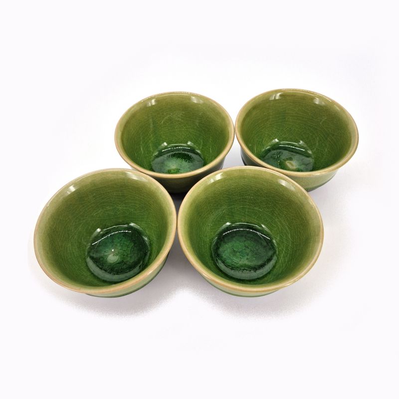 Set théière et 4 tasses noir et vert en céramique - MIDORI