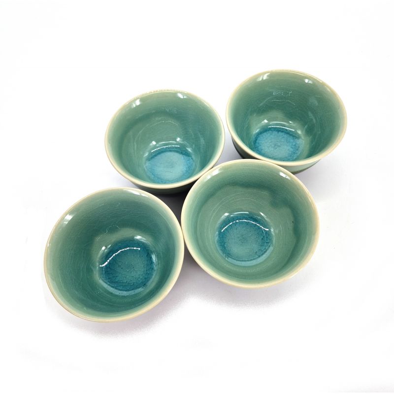 Schwarze und blaue Keramik-Teekanne und 4 Tassen-Set – AOMI