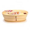 Portapranzo Bento giapponese ovale in legno con motivo a pesce, NISHIKI 2