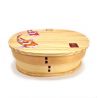 Boîte à repas Bento japonaise ovale en bois avec 4 séparations motif poissons, NISHIKI