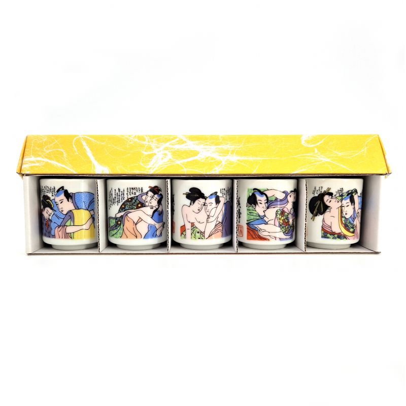 Set giapponese di 5 tazze da sake, EROCHISHIZUMU