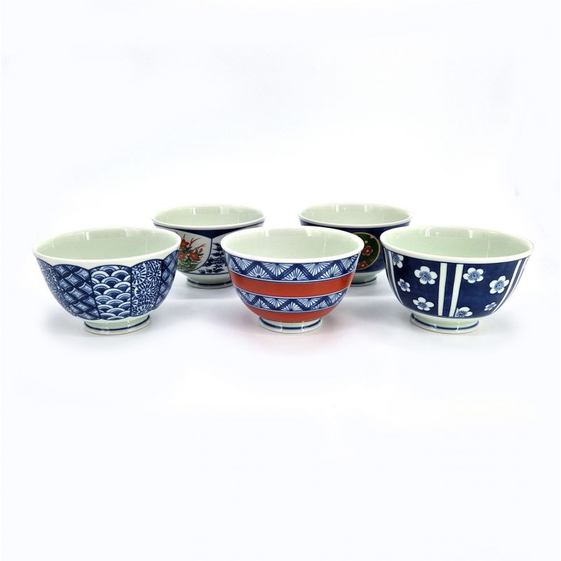 Juego de 5 tazones de té de cerámica japonesa - HASAMI 2