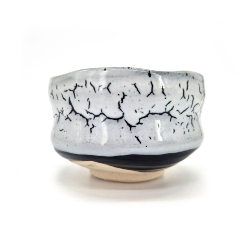 White and black ceramic bowl for tea ceremony - SHIKI