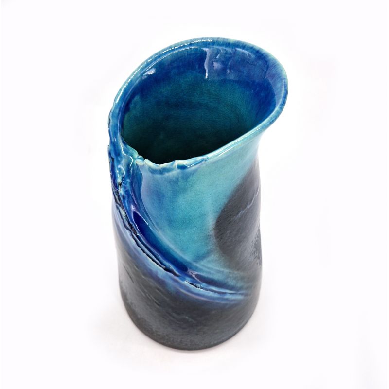 Large Japanese ceramic vase, blue, AO