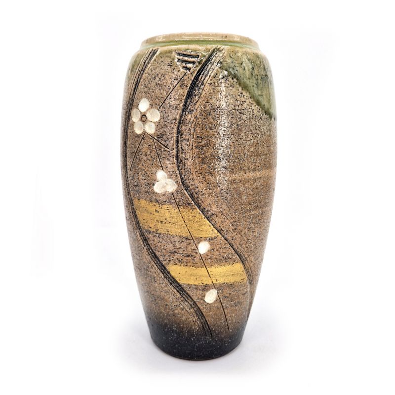 Grande vaso giapponese in ceramica marrone dorato - CHAIRO GORUDEN