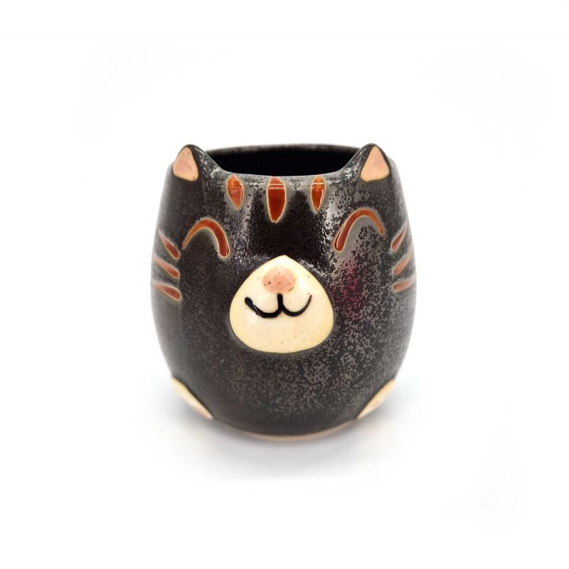 Taza japonesa de cerámica negra - KURO NEKO - gato