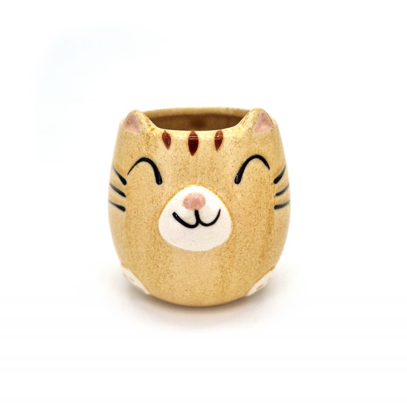 Japanische gelbe Keramiktasse - KIIROI NEKO - Katze