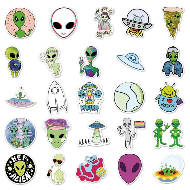 Lote de 50 stickers japoneses, stickers alienígenas Kawaii-CHIKYU GAI NO