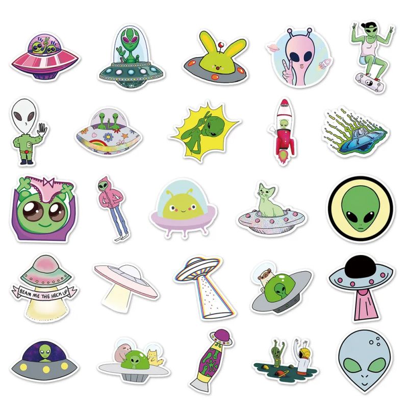 Lot of 50 Japanese stickers, Kawaii alien stickers-CHIKYU GAI NO