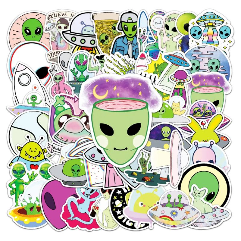 Lot of 50 Japanese stickers, Kawaii alien stickers-CHIKYU GAI NO