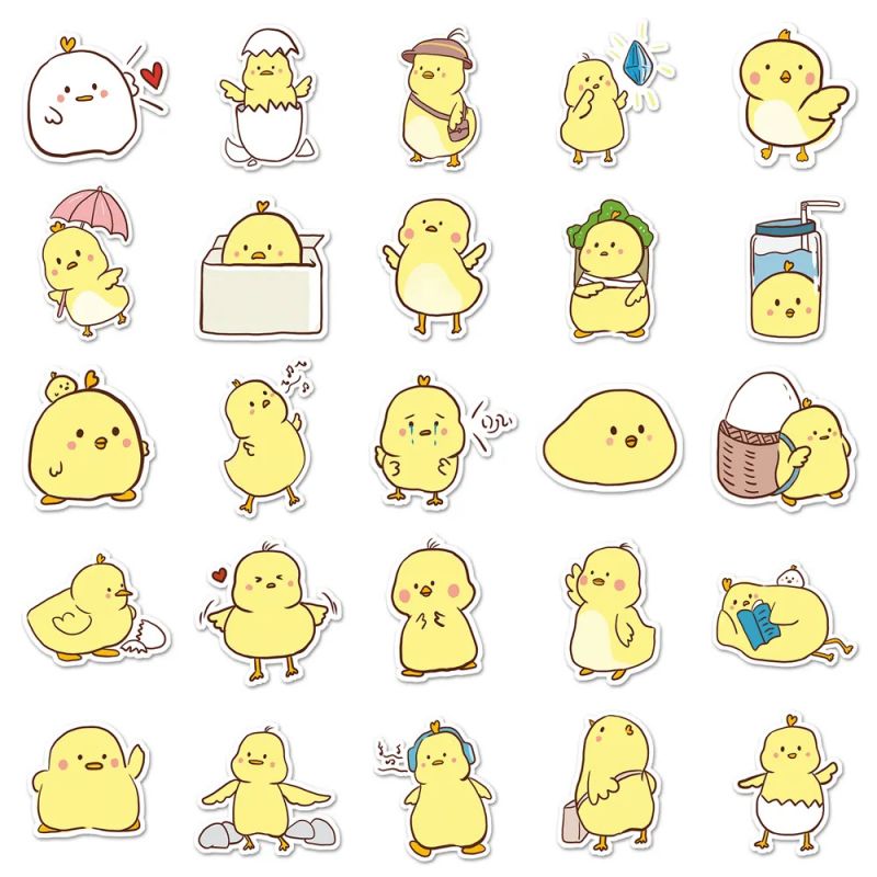 Lot de 50 autocollants japonais,Stickers Kawaii Canarie-KANARIA