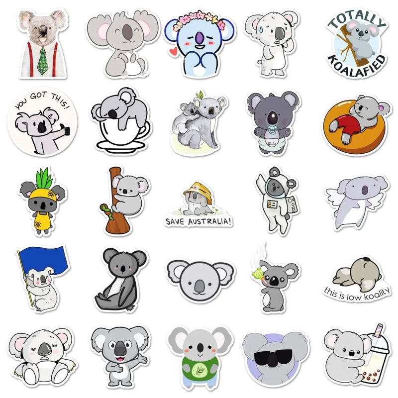 Lot de 50 autocollants japonais,Stickers Kawaii Koala-KOARA