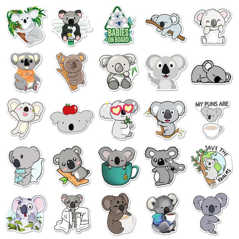 Lotto di 50 adesivi giapponesi, adesivi Kawaii Koala-KOARA