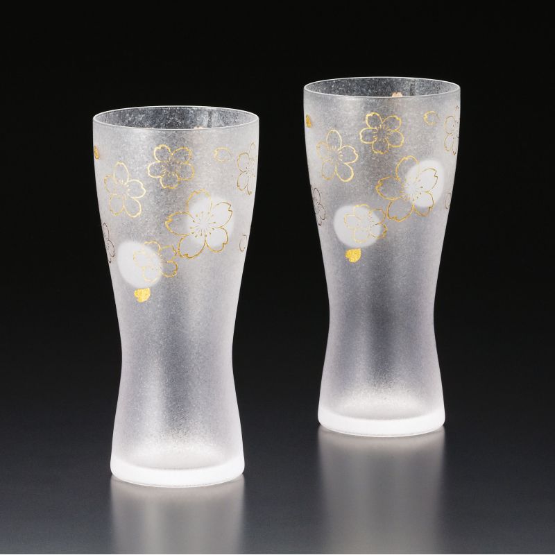 Set of 2 Japanese beer glasses, PREMIUM SAKURA