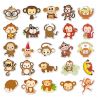 Lot of 50 Japanese stickers, Kawaii Monkey Stickers - SARU