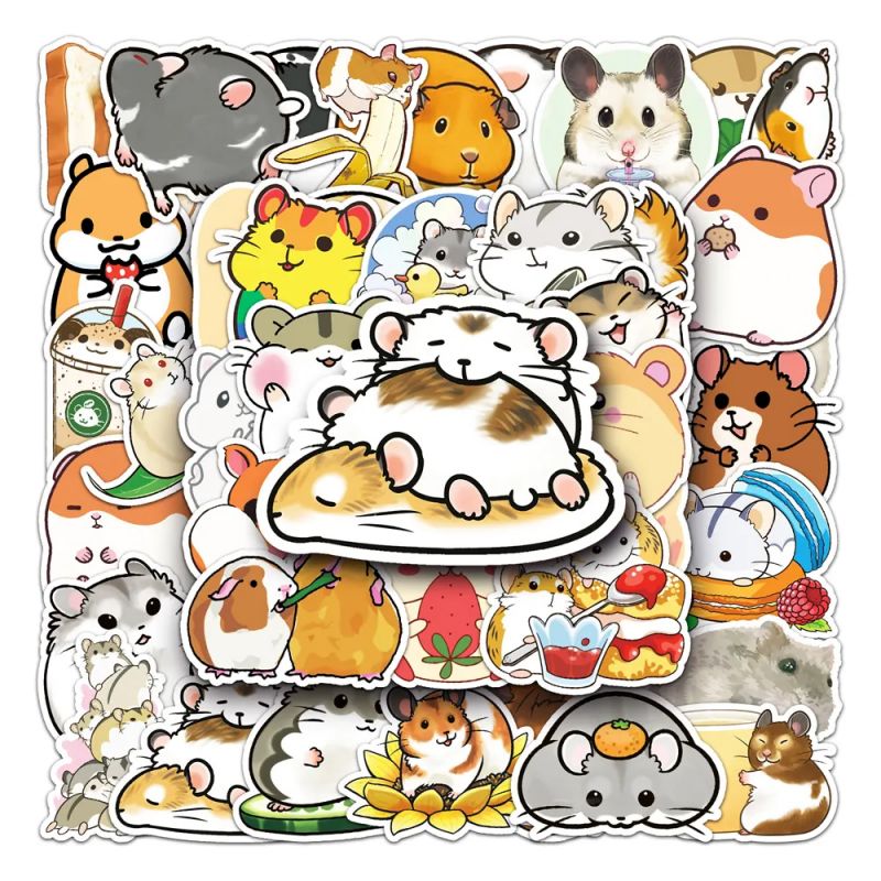 Lot of 50 Japanese stickers, Kawaii Hamster stickers-HAMUSUTA