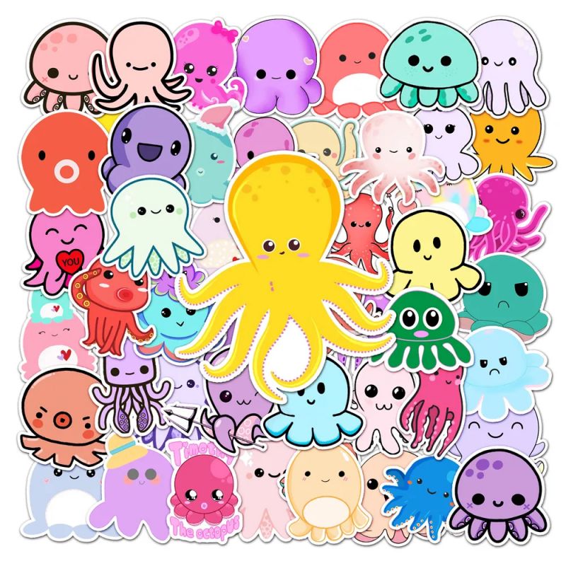 Lote de 50 pegatinas japonesas, pegatinas de pulpo Kawaii-TAKO