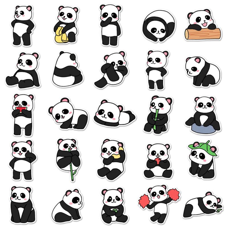 Lote de 50 pegatinas japonesas, pegatinas Kawaii-PANDA