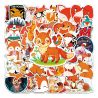 Lot de 50 autocollants japonais,Stickers Kawaii Renards-KITSUNE