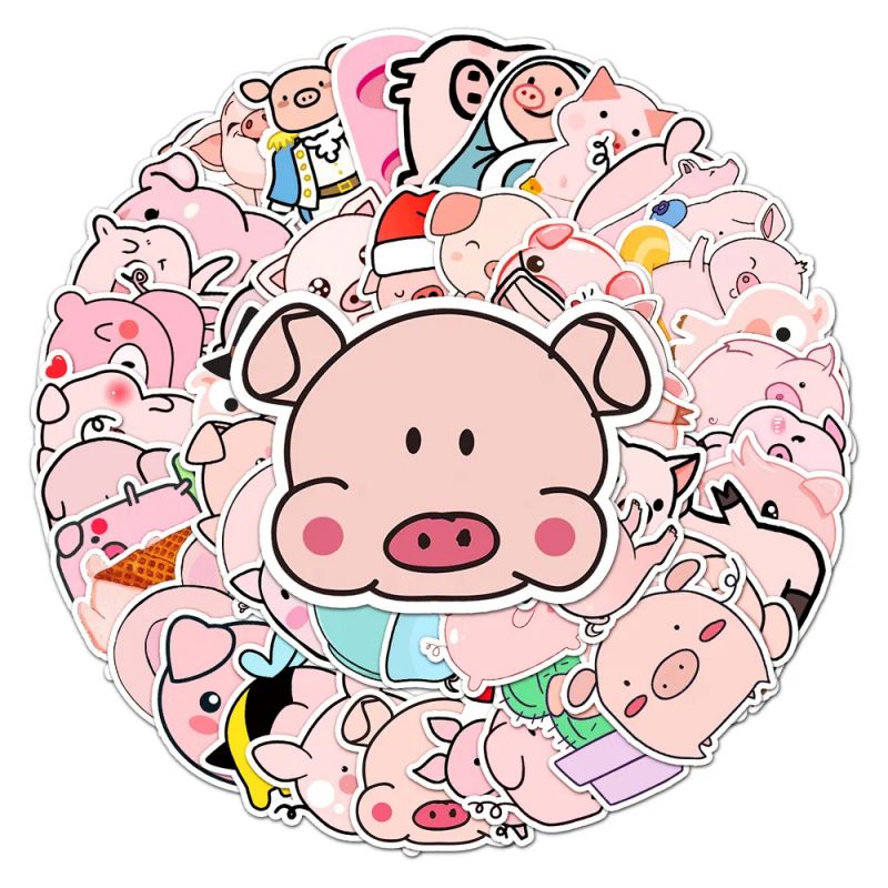 Set di 50 adesivi giapponesi, Kawaii Pig Stickers-BUTA