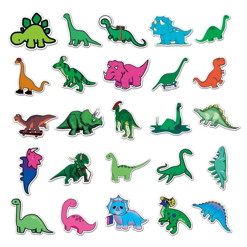 Set of 50 Japanese stickers, Kawaii Dinosaurs stickers-KYORYU