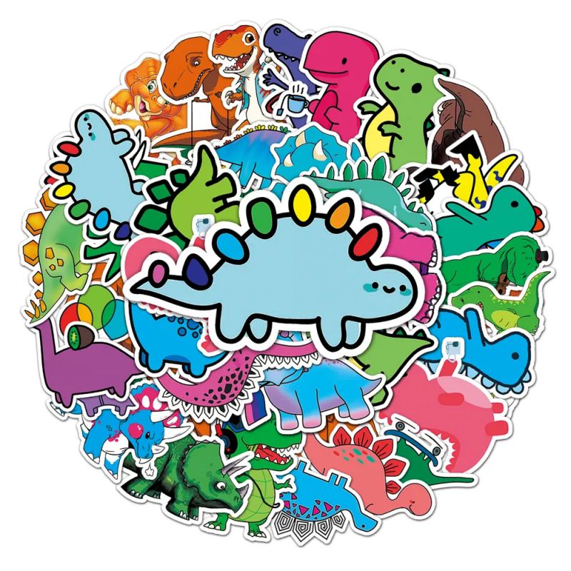 Lot de 50 autocollants japonais,Stickers Kawaii Dinosaures-KYORYU