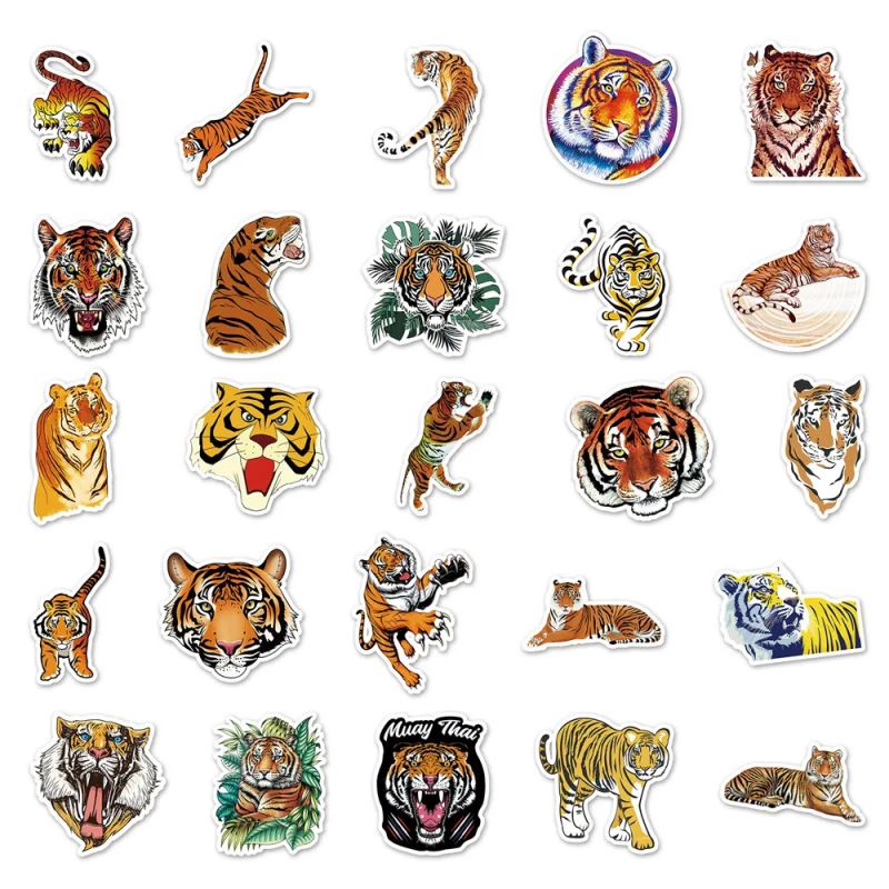 Set de 50 pegatinas japonesas, Kawaii Tiger Stickers-TORA