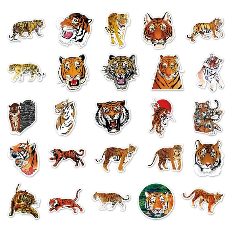 Set di 50 adesivi giapponesi, Kawaii Tiger Stickers-TORA