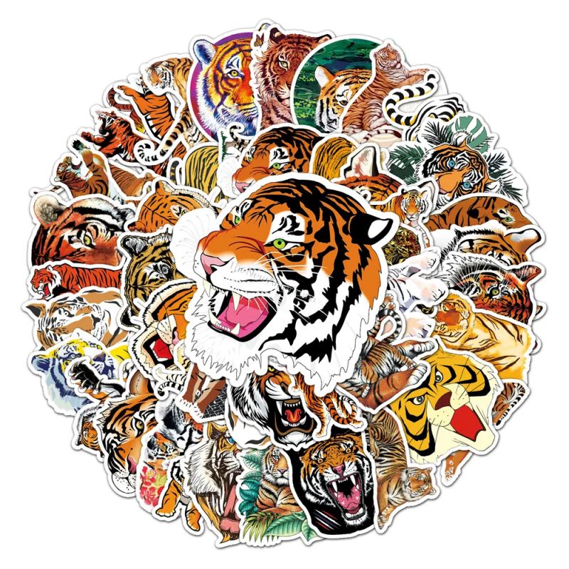 Set mit 50 japanischen Aufklebern, Kawaii Tiger Sticker-TORA