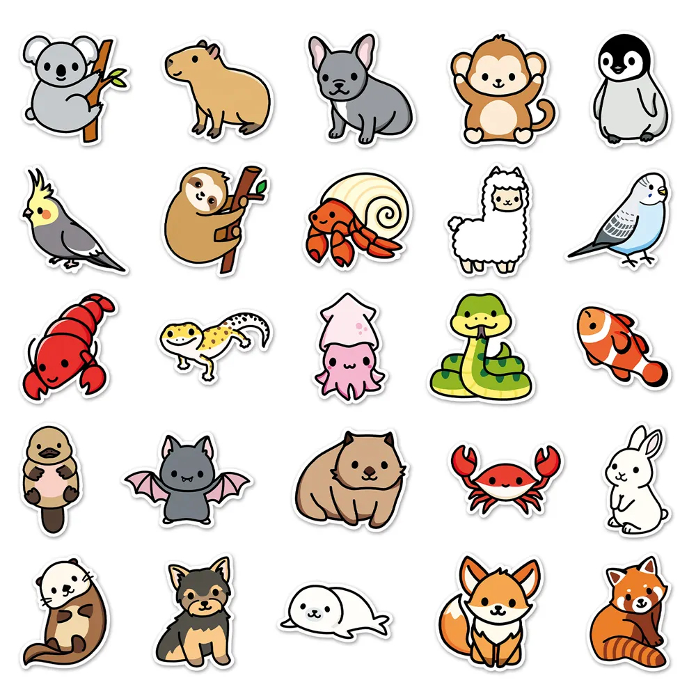 Set of 50 Japanese stickers, Kawaii Animal Stickers 1 DOBUTSU 1