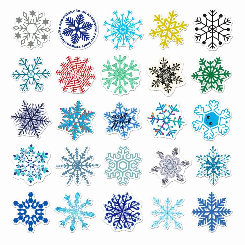 Set of 50 Japanese stickers, Kawaii Snowflakes Stickers-YUKINOKESSHO