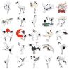 Lot of 50 Japanese stickers, Kawaii Crane Stickers-TSURU