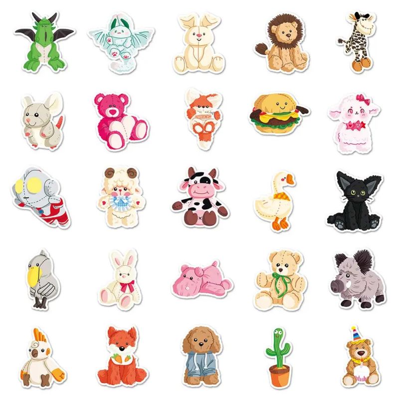 Lot of 50 Japanese stickers, Kawaii Plush Stickers-NUIGURUMI