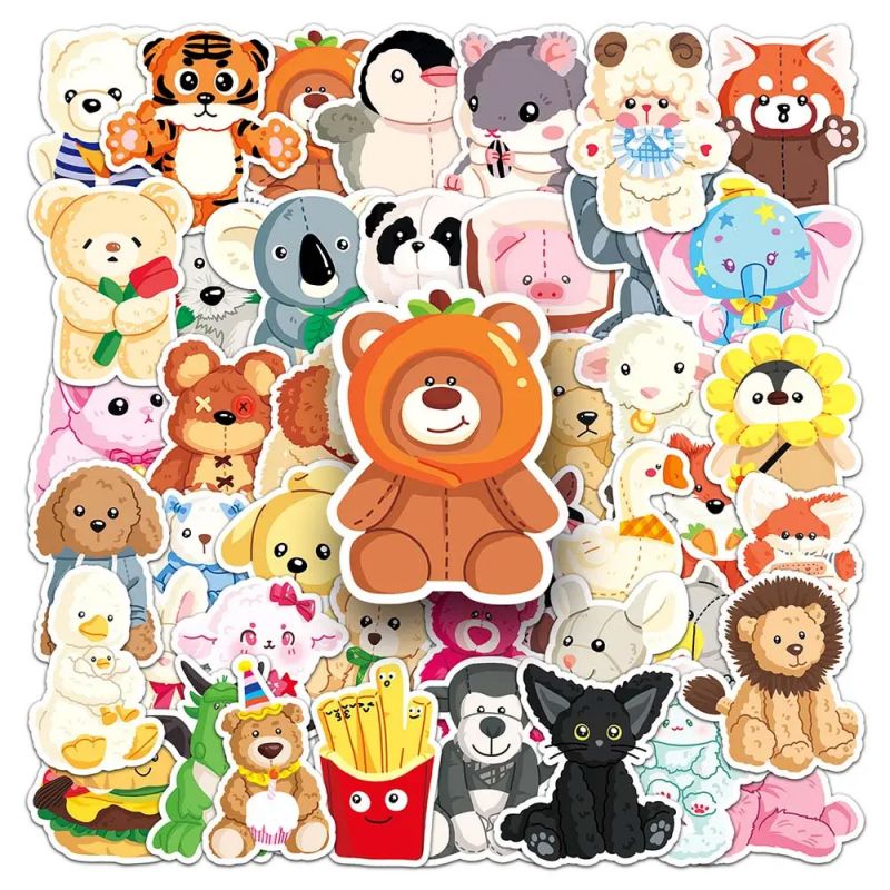 Lot de 50 autocollants japonais,Stickers Kawaii Peluche-NUIGURUMI