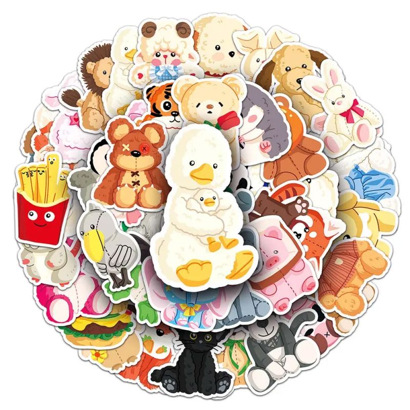 Lote de 50 pegatinas japonesas, Kawaii Plush Stickers-NUIGURUMI