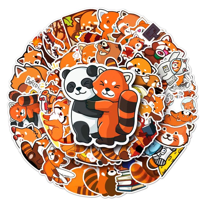 Lot von 50 japanischen Aufklebern, Kawaii Red Panda Aufkleber-RESSAPANDA