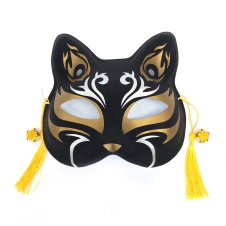 Japanische Halbmaske der schwarzen Katze, Goldene Flamme, Kogane no honō