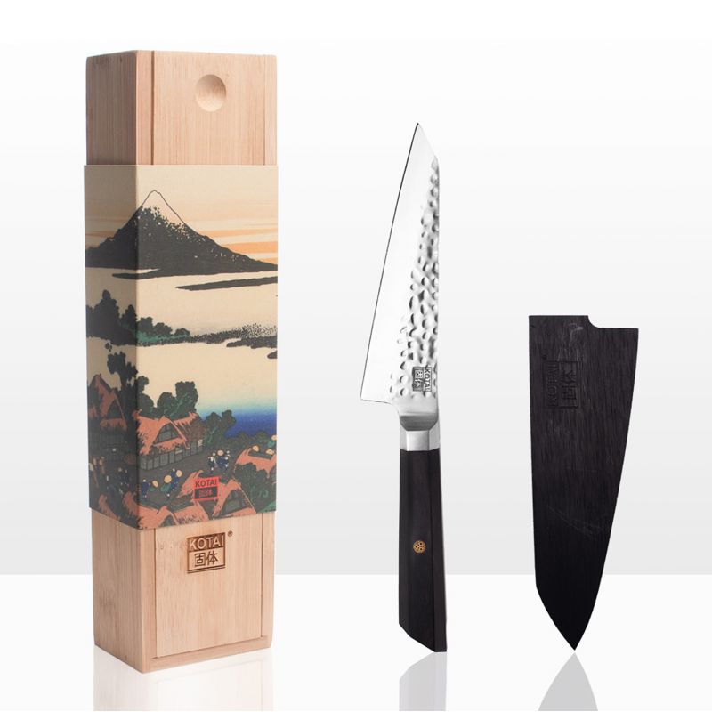 Petty gehämmertes japanisches Küchenmesser (Universalmesser) Bunka - mit magnetischer Saya und Geschenkbox - Klinge 13,5 cm