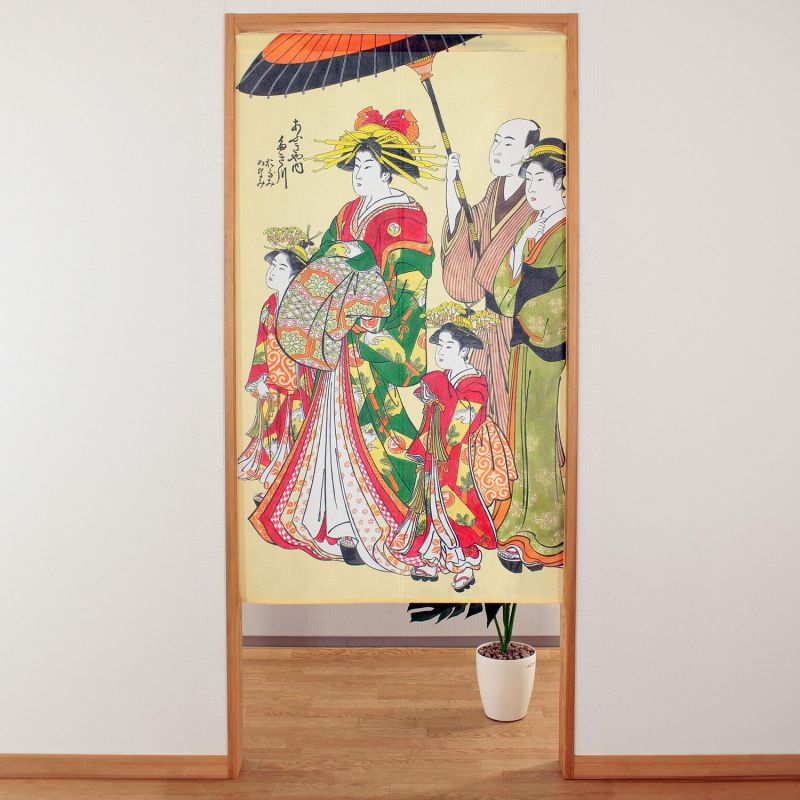 Japanese noren curtain Ukiyoe Hanakai Oiran