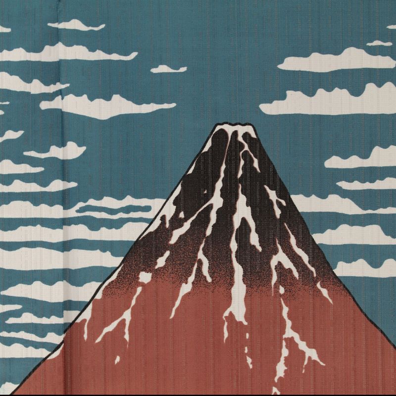 Japanischer Noren-Vorhang Berg Fuji - AKAFUJI - Hokusai -