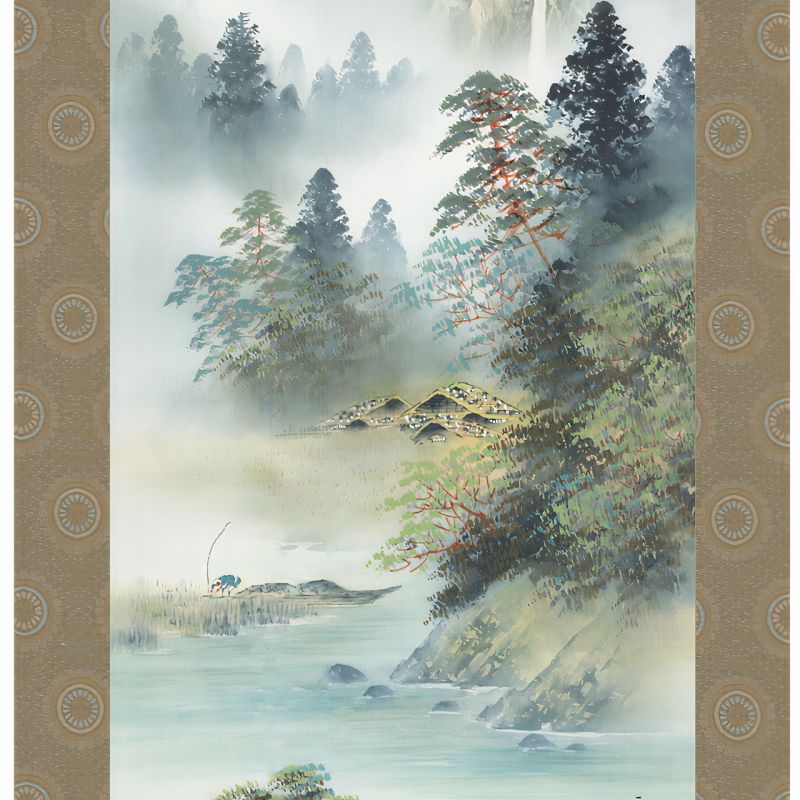 Kakemono Kakejiku Paesaggio giapponese di nebbia - KIRI NO FUKEI