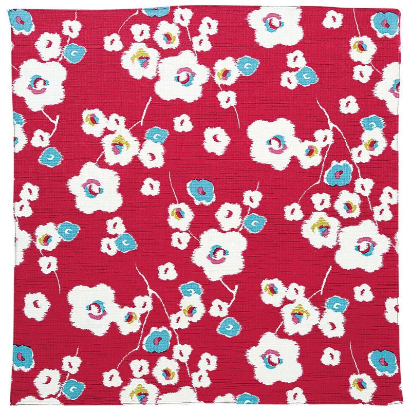 Furoshiki en coton japonais Rouge avec motif prune, UME