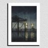 Riproduzione della stampa Kawase Hasui, Shin Ohashi Bridge, Shin Ohashi