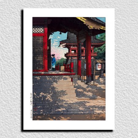 Riproduzione di stampe Kawase Hasui, Il Tempio Fudoson di Meguro, Meguro Fudoson