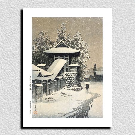 Riproduzione di stampe Kawase Hasui, Campanile del Monte Koya, Koyasan Shoro