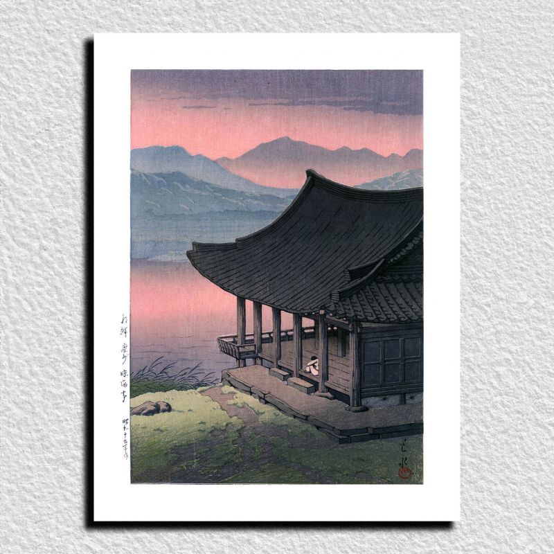 riproduzione a stampa di Kawase Hasui, Padiglione Imhae, Kyongju, Corea, Zoku Chosen fukei, Chosen Keishu Rinkaitei