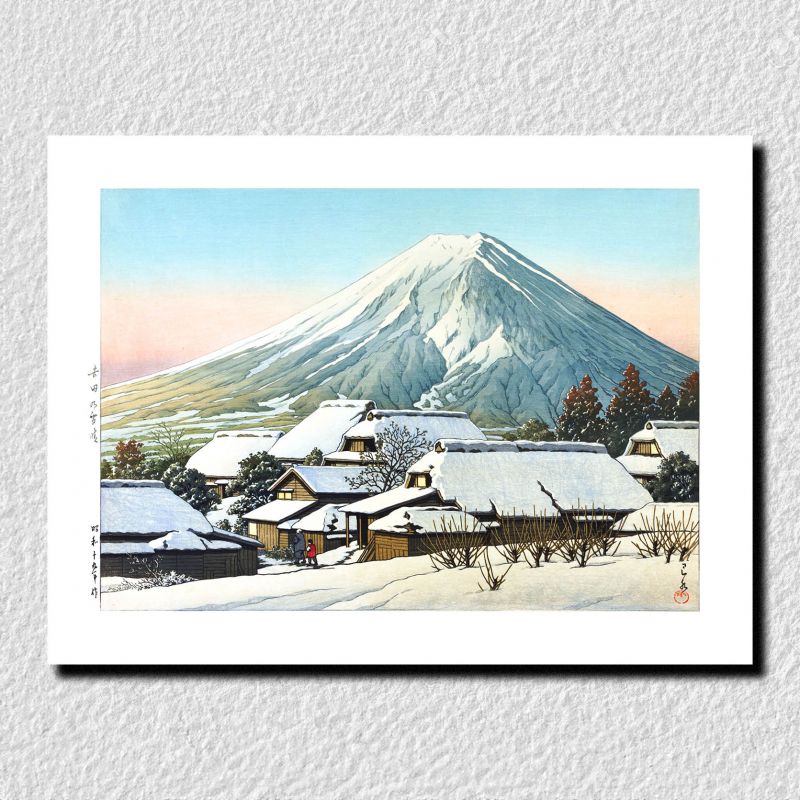 reproduction d'estampe de Kawase Hasui, Dégagement après une chute de neige, Yoshida, Yoshida no yukibare