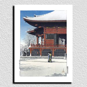 reproduccion impresa de Kawase Hasui, Cielo despejado después de la nieve, Asakusa Kannon no yukibare