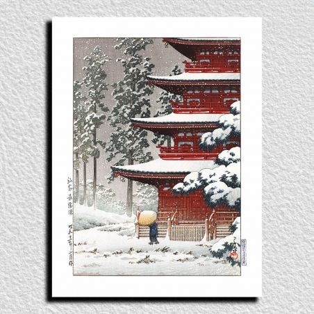 reproduction d'estampe de Kawase Hasui, Temple Saishoin, Hirosaki, Hirosaki Saishoin